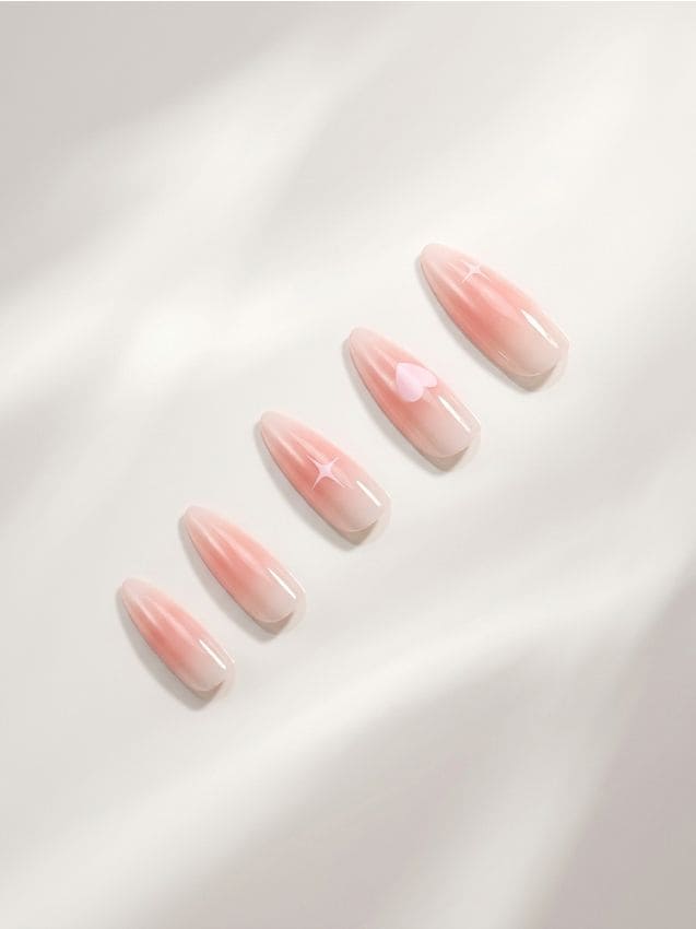 Sinsay - Unghii false migdală cu pietricele 24 pack - roz-pastel
