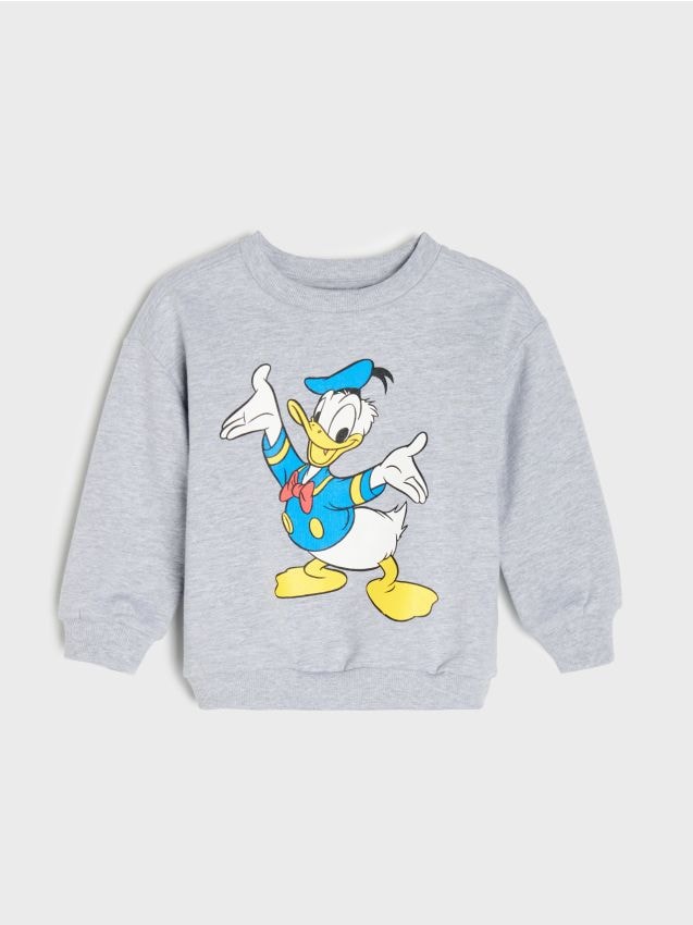 Sinsay - Hanorac din bumbac crewneck cu imprimeu Donald Duck - gri deschis