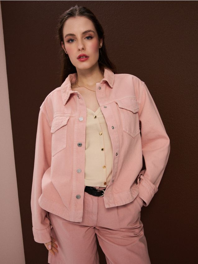 Sinsay - Geacă de blugi tip catană - roz