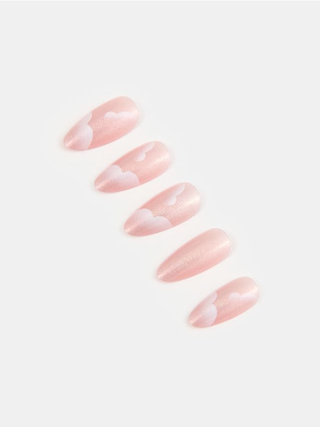 Sinsay - Unghii artificiale cu finisaj sclipitor, set de 24 - roz-pastel