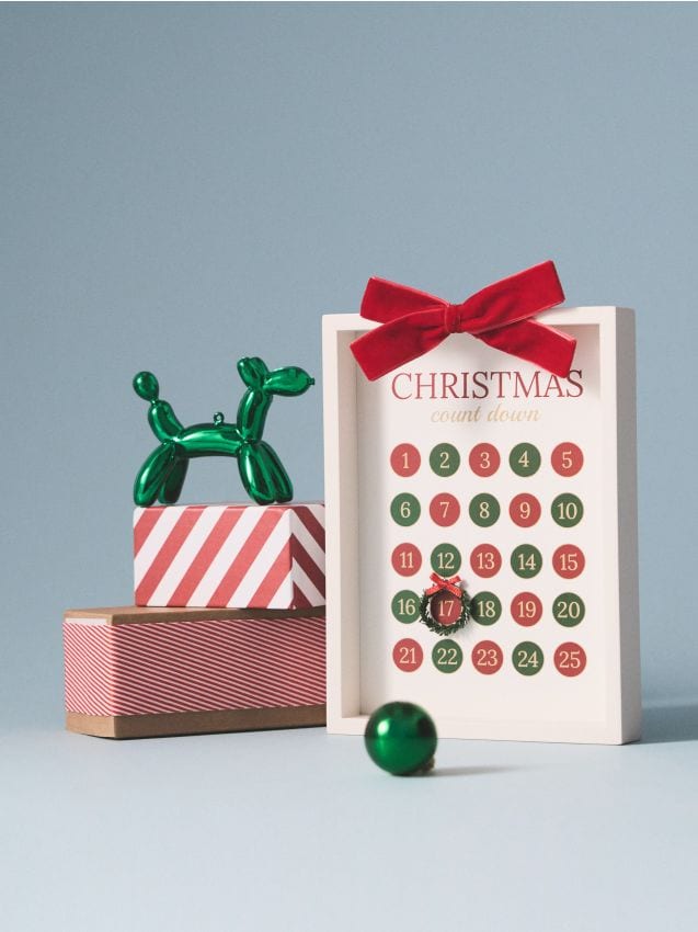 Sinsay - Calendar de Advent de Crăciun cu marcator magnetic și fundă din velur - multicolor