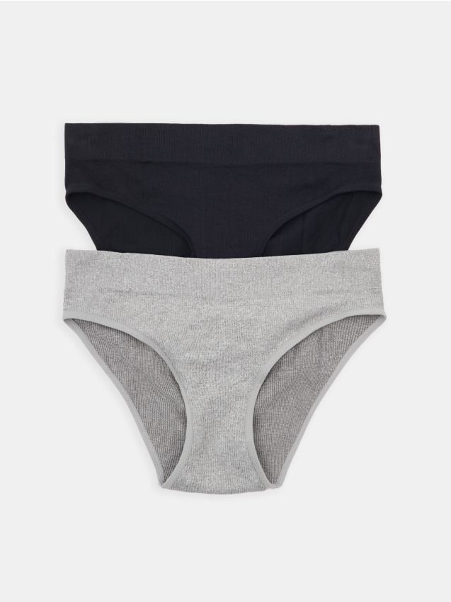 Sinsay - Prążkowane majtki 2 pack - czarny