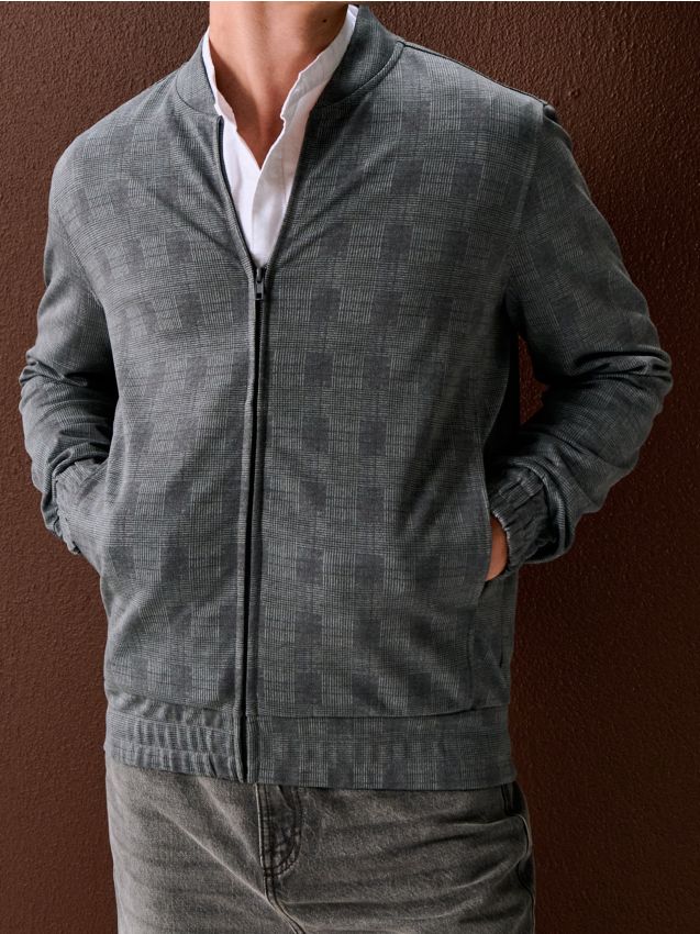 Sinsay - Bluza bomberka z domieszką wiskozy - szary