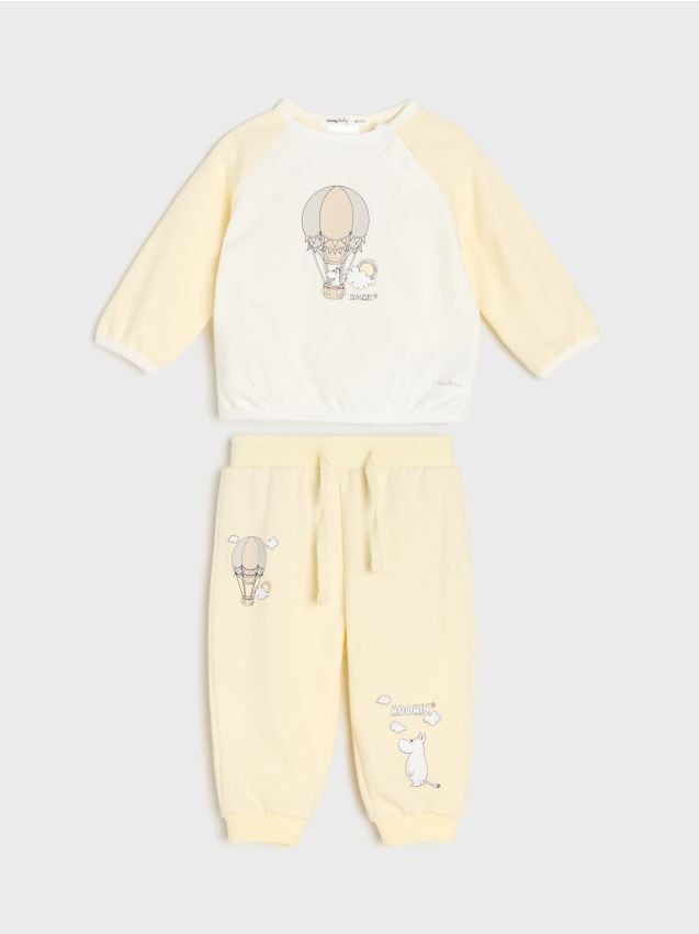 Set din bumbac: bluză și pantaloni Moomin Culoare crem - SINSAY