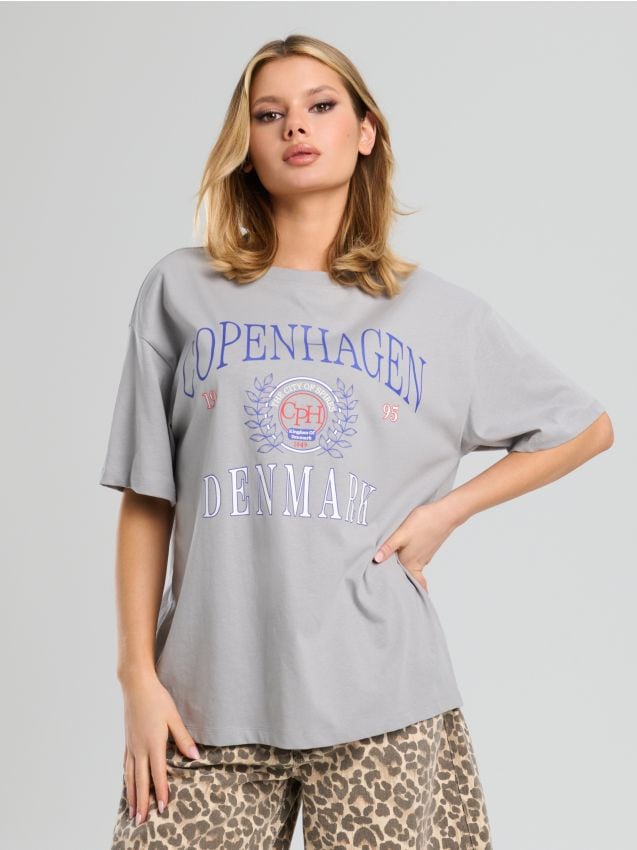 Sinsay - Tricou cu mânecă scurtă - gri deschis