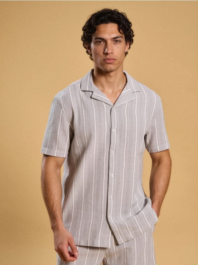 Sinsay - Bawełniana koszula w paski - zielony