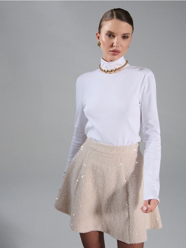 Sinsay - Tričko s dlhými rukávmi - biela