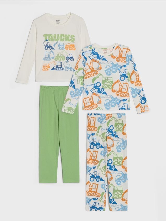 Sinsay - Piżamy dwuczęściowe w pojazdy 2 pack - kremowy