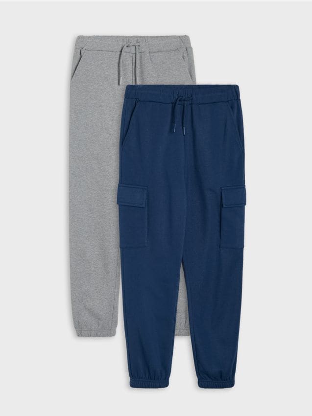Sinsay - Pantaloni de trening cargo jogger 2 pack - albastru