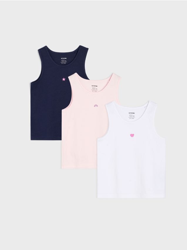 Sinsay - Tricouri fără mâneci din bumbac cu imprimeu, set de 3 bucăți - multicolor