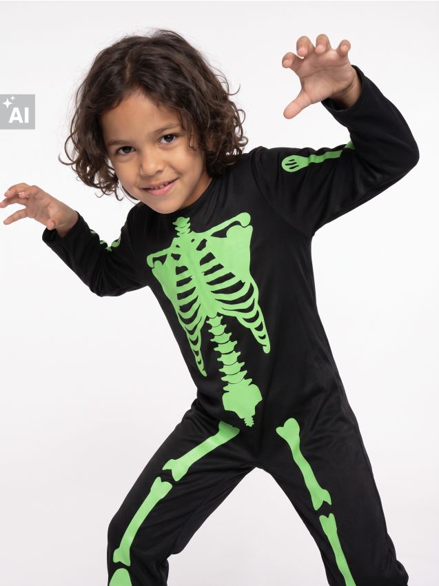 Sinsay - Costum fosforescent cu motiv de schelet - multicolor