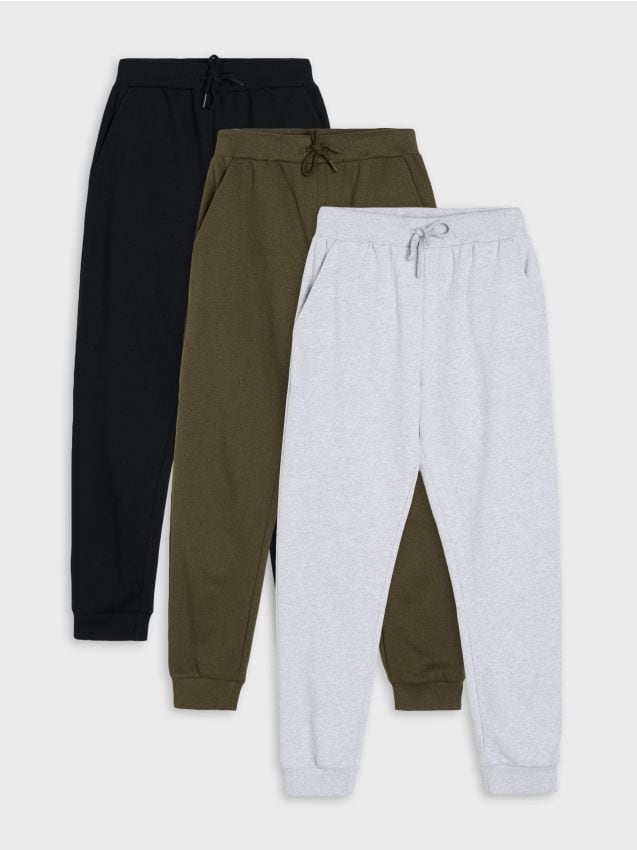 Sinsay - Set de 3 perechi de pantaloni sport jogger - negru