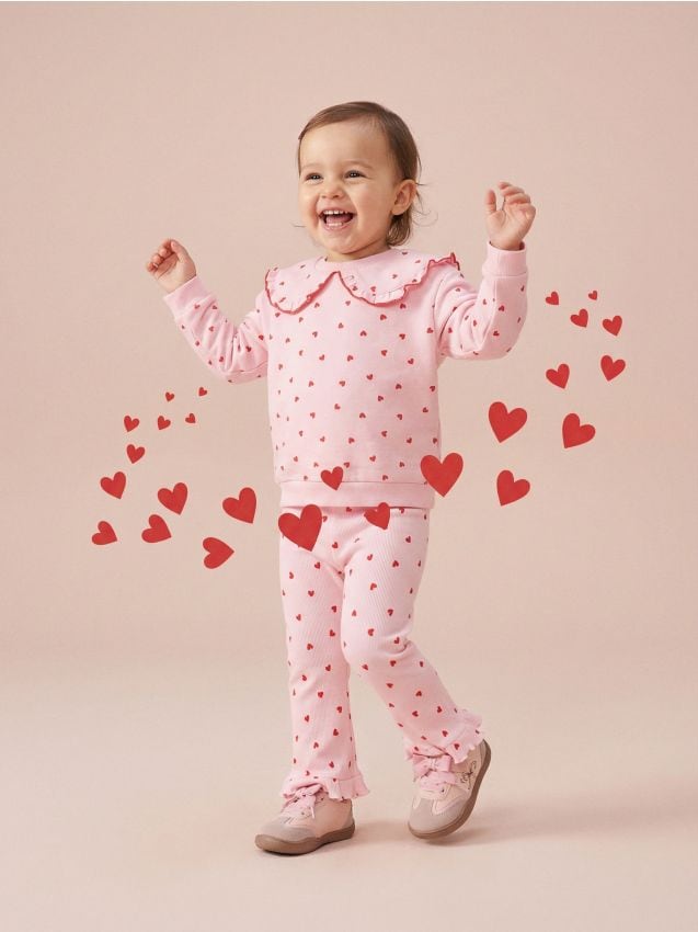 Sinsay - Pantaloni wide leg - roz-pastel