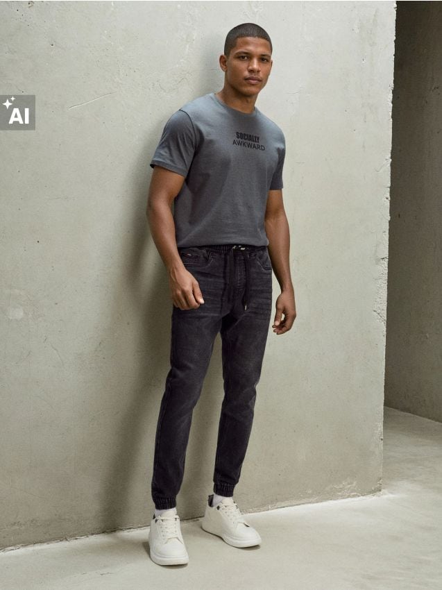 Sinsay - Pantaloni jogger slim fit - negru