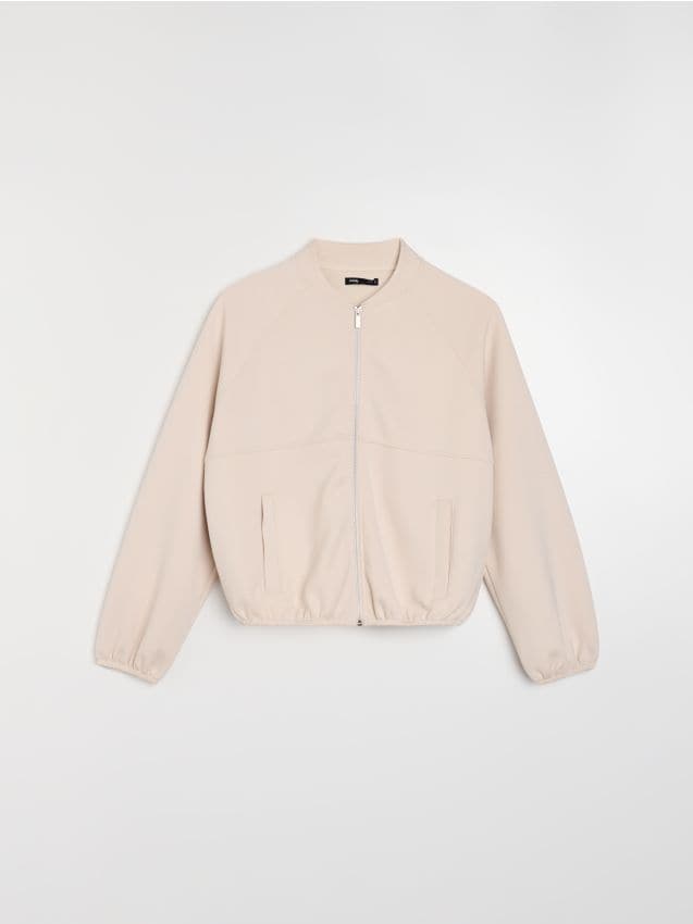 Sinsay - Bluza bomberka z domieszką wiskozy soft touch - beżowy