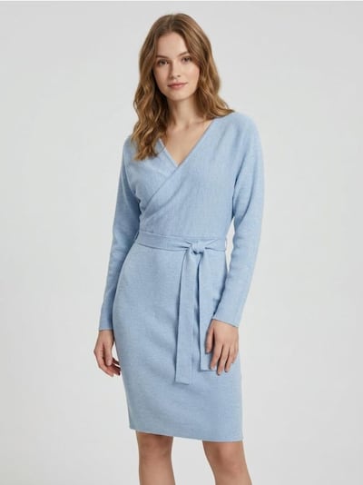 Svetr mini šaty s překříženým výstřihem