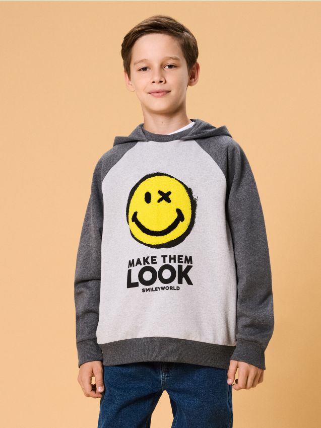 Sinsay - Mikina s potlačou SmileyWorld® - svetlošedá