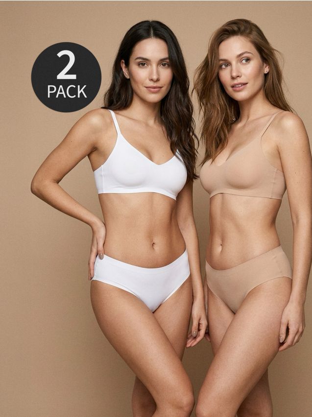 Sinsay - Chiloți tanga 2 pack - alb
