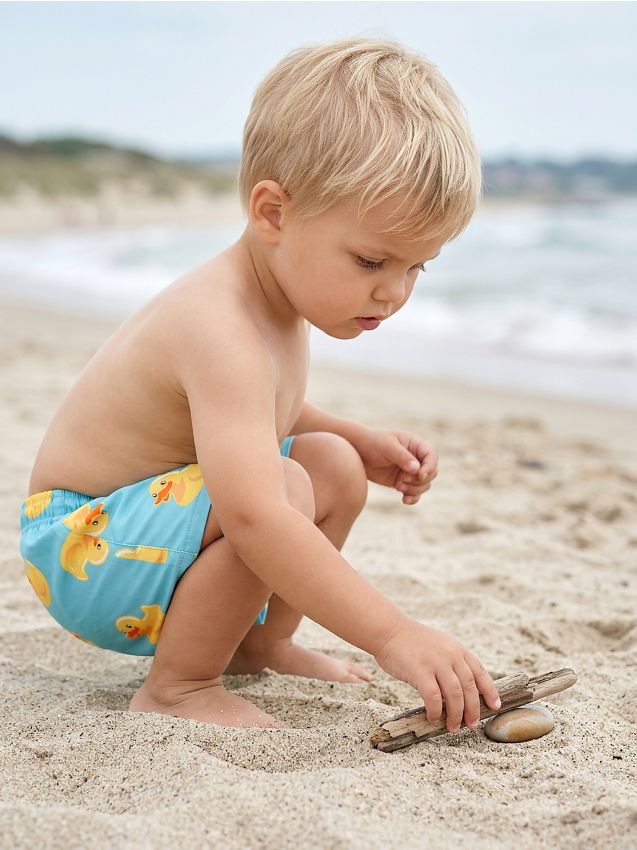 Sinsay - Șort de baie cu motiv de rațe - turcoaz