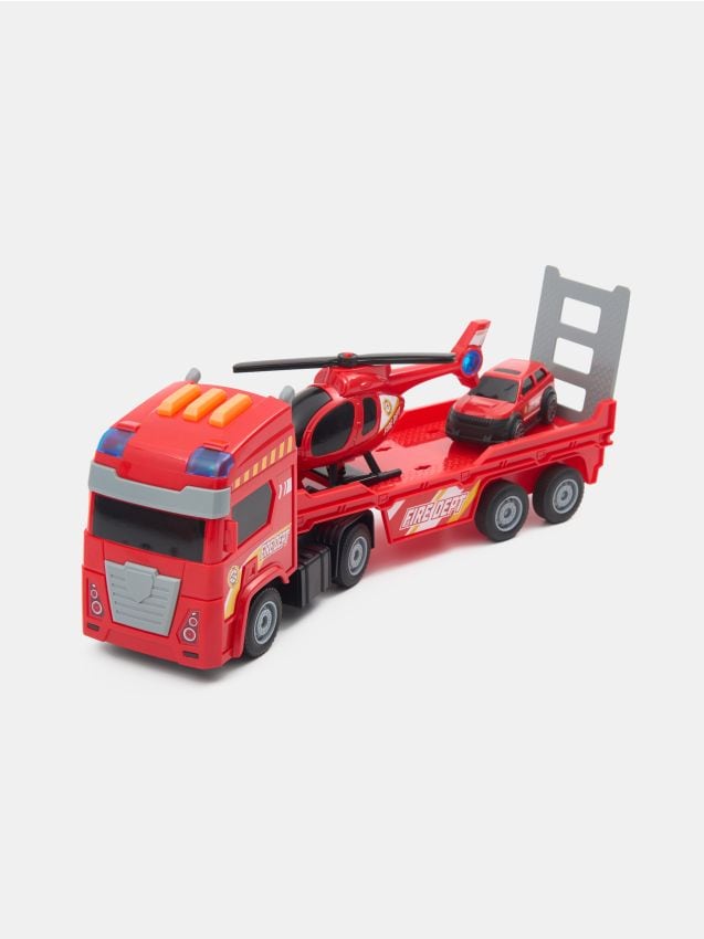 Sinsay - Set pompieri: camion cu elicopter și mașină - roșu