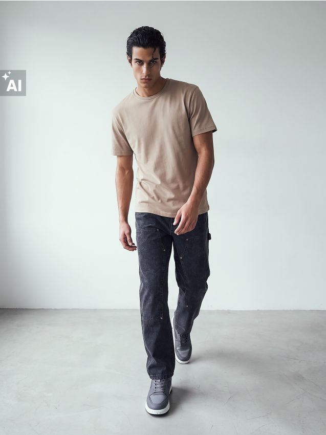 Sinsay - Tricou din bumbac comfort - bej