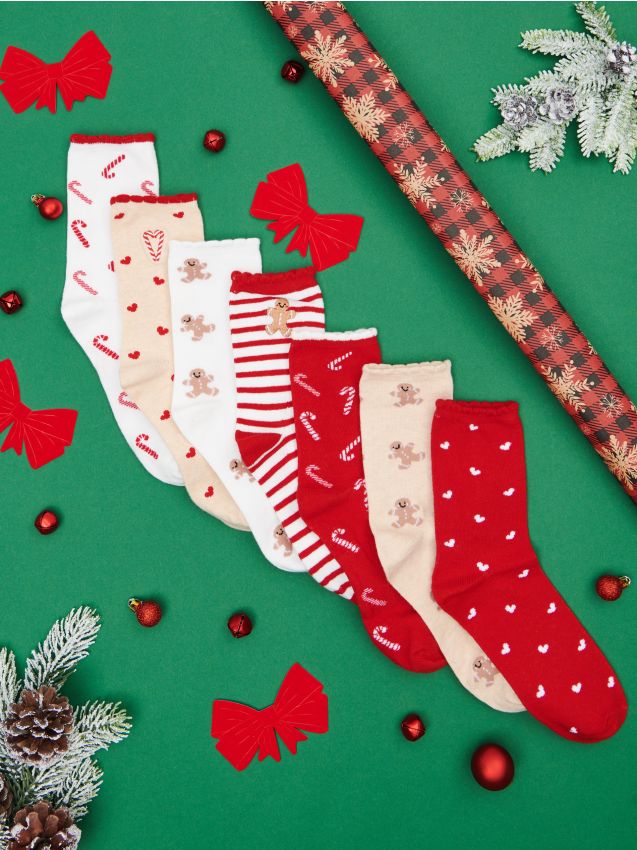 Sinsay - Súprava 7 párov ponožiek - viacfarebná