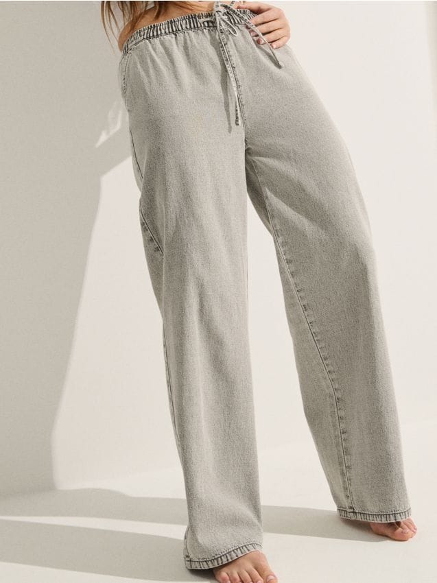 Sinsay - Rifle wide leg - svetlošedá