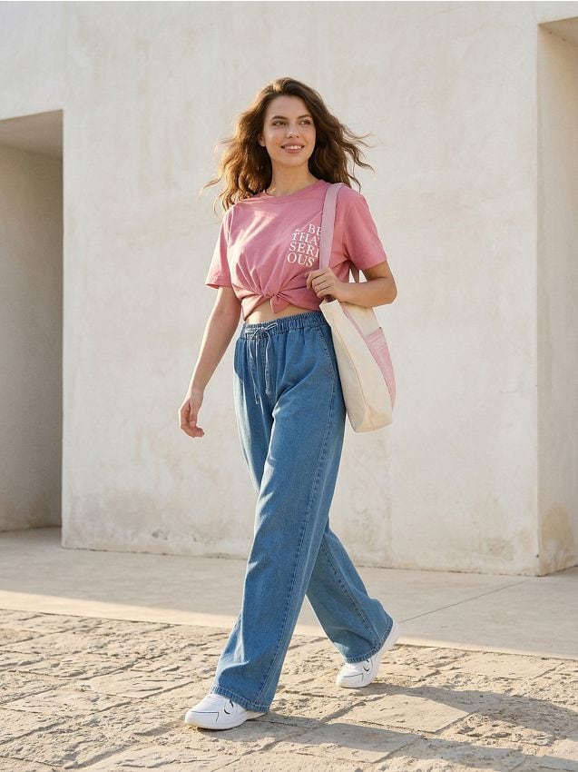 Sinsay - Blugi cu crac larg - albastru