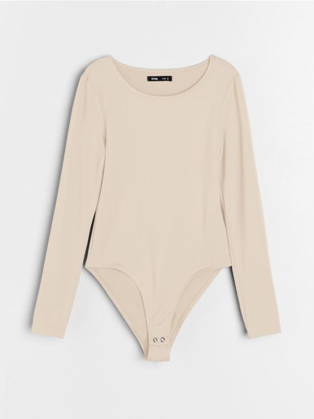 Sinsay - Body z długimi rękawami - kremowy