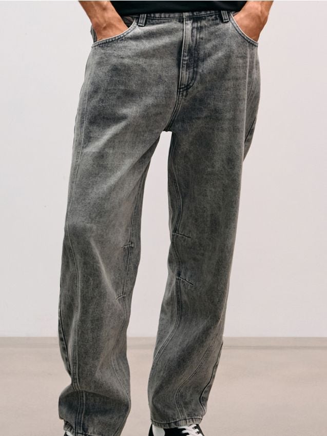 Sinsay - Džínsy barrel leg - svetlošedá