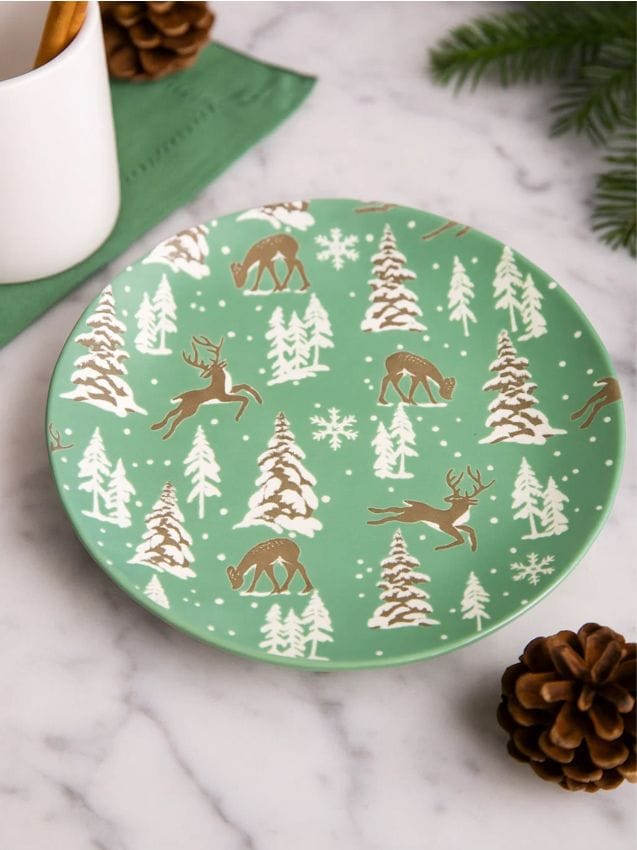 Sinsay - Vianočný tanier s motívom soba - zelená