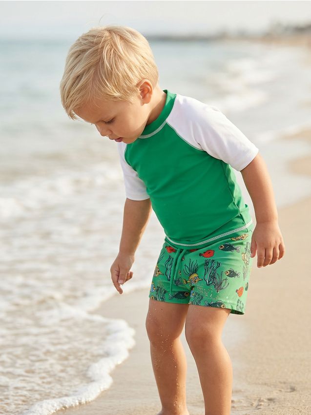 Sinsay - Slip de baie cu imprimeu cu pești - verde