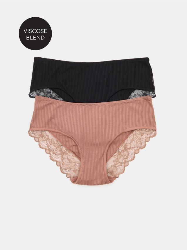 Sinsay - Chiloți hipster din viscoză cu dantelă 2 seturi - multicolor