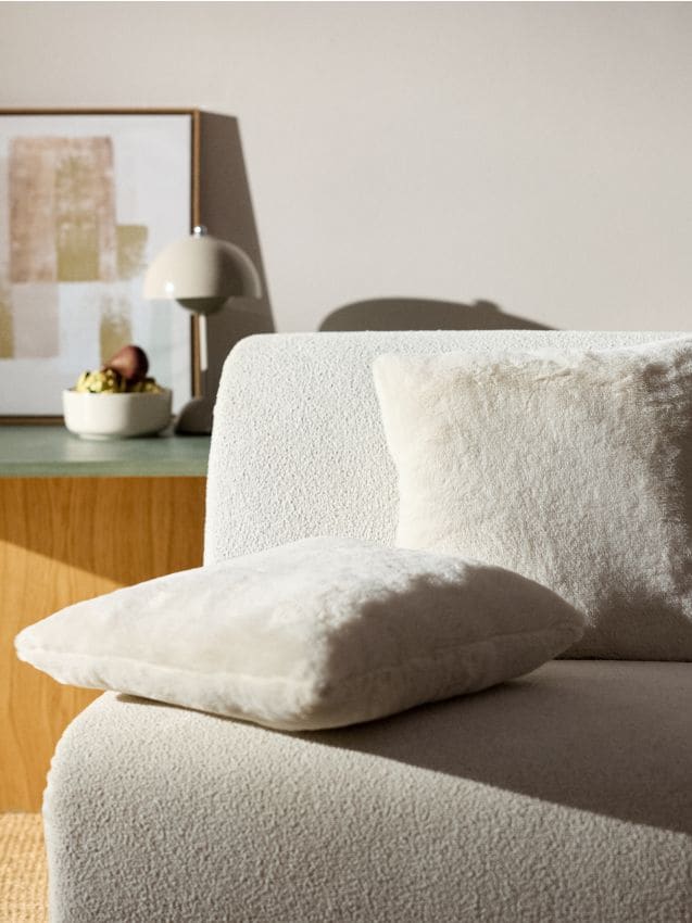 Sinsay - Perne decorative din blană artificială, set de 2 - crem
