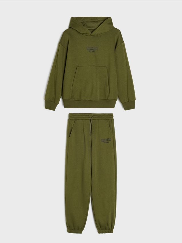 Sinsay - Set trening: bluză și pantaloni - verde-prăfuit