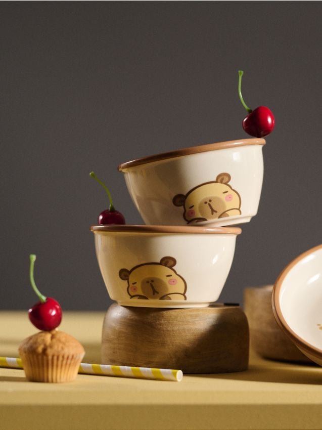 Sinsay - Boluri ceramice cu motiv de capibară 2 pack - bej