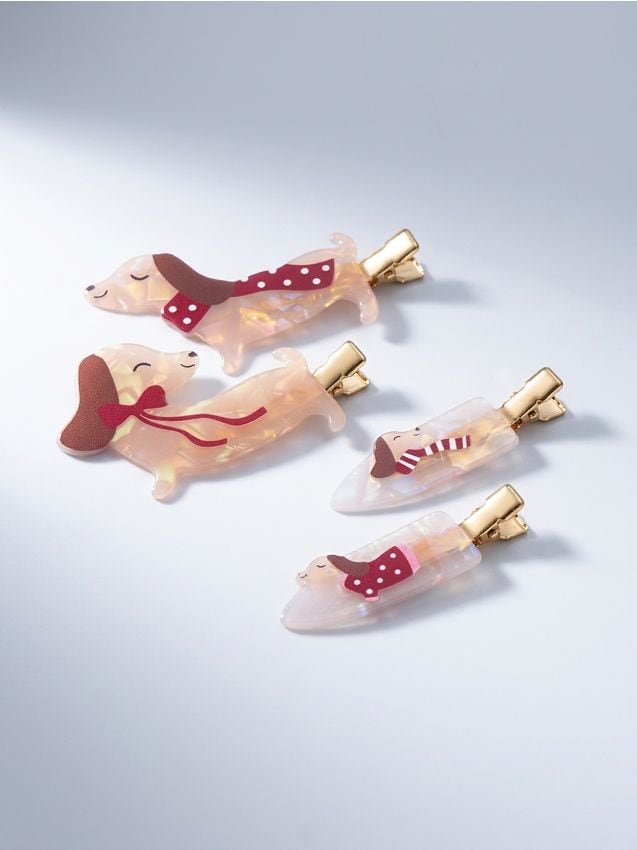 Sinsay - Agrafe de păr cu motiv de câine 4 pack - multicolor