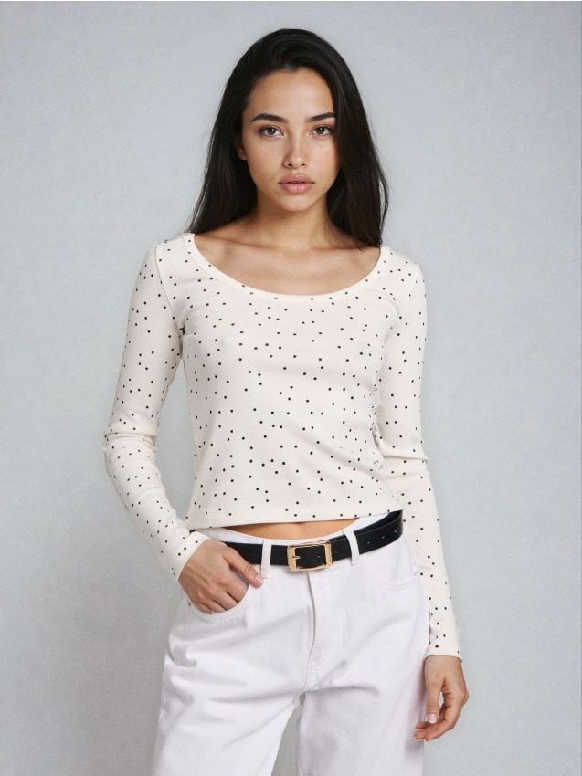 Sinsay - Bluză din bumbac cu mânecă lungă - multicolor