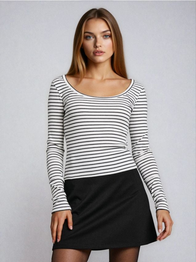 Blusa di cotone a maniche lunghe - multicolor