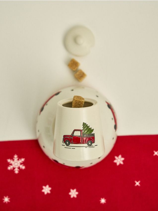 Sinsay - Vianočná cukornička s motívom vozidla a stromčeka - červená
