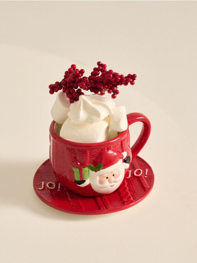 Sinsay - Keramický hrnček s tanierikom - červená