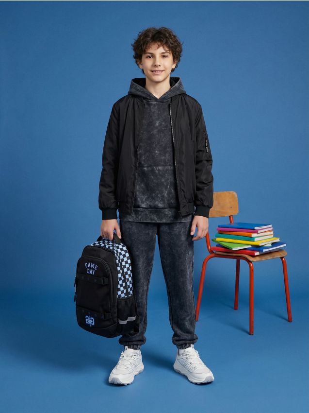 Sinsay - Set: hanorac și pantaloni optic wash - negru