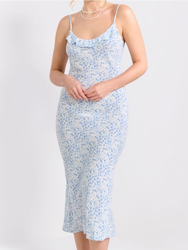 Sinsay - Rochie midi din viscoză cu imprimeu floral - multicolor