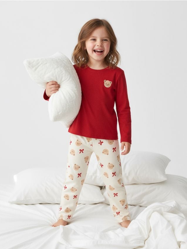 Sinsay - Dvojdielne pyžamo s motívom medvedíka - červená