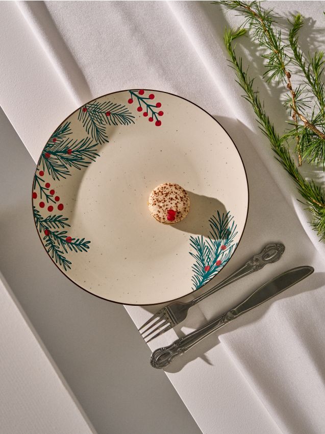 Sinsay - Vianočný tanier s motívom vetvičiek - biela