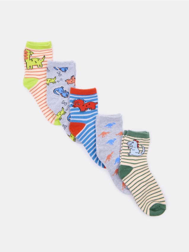 Sinsay - Skarpetki z motywem dinozaurów 5 pack - wielobarwny