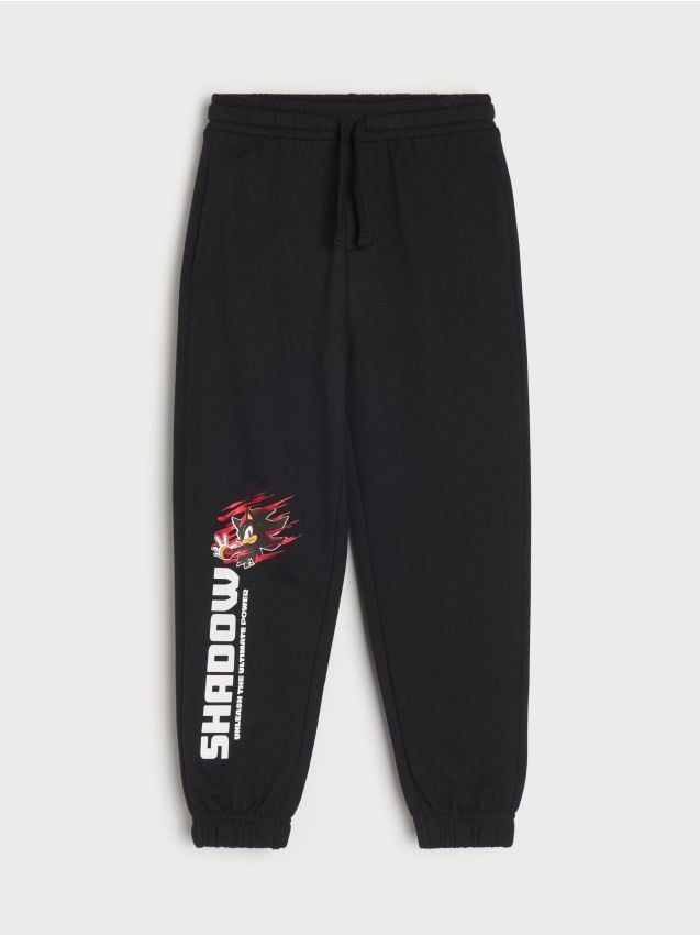 Sinsay - Spodnie dresowe loose Sonic the Hedgehog - czarny