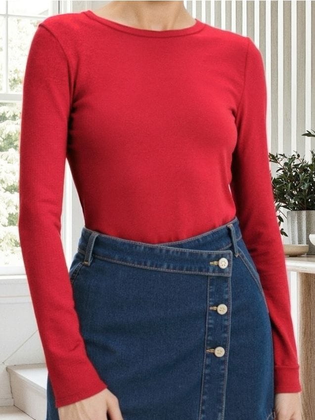 Sinsay - Body s dlhými rukávmi - červená