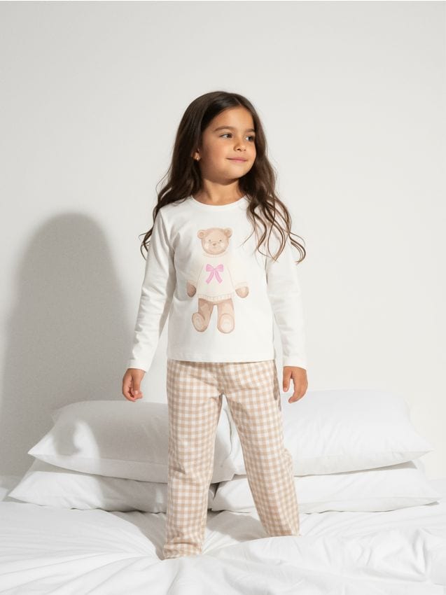 Sinsay - Bavlnená dvojdielna pyžama s potlačou - krémová