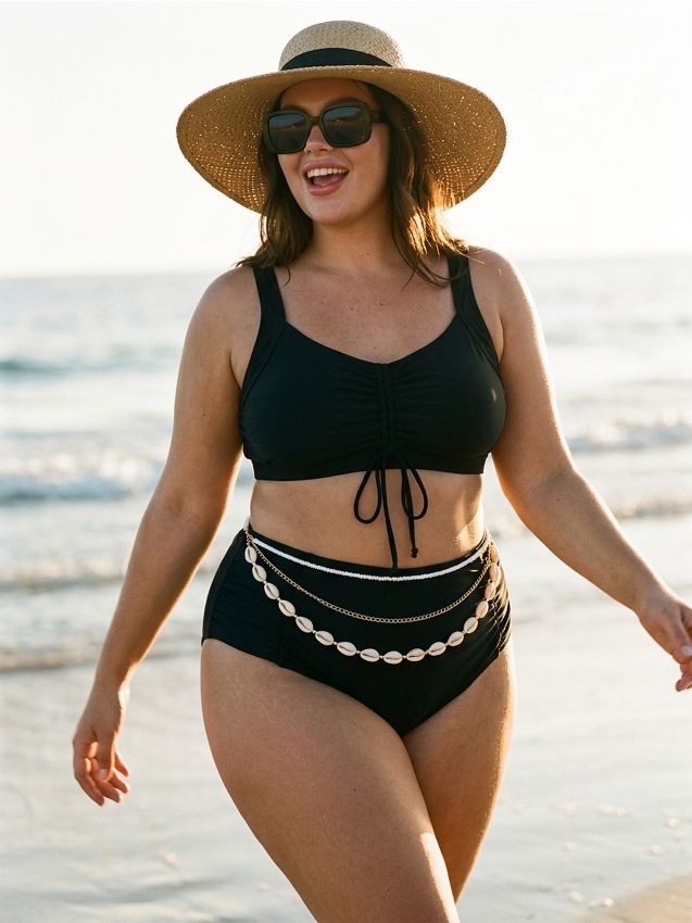 Sinsay - Slip de bikini cu drapaje și talie înaltă - negru